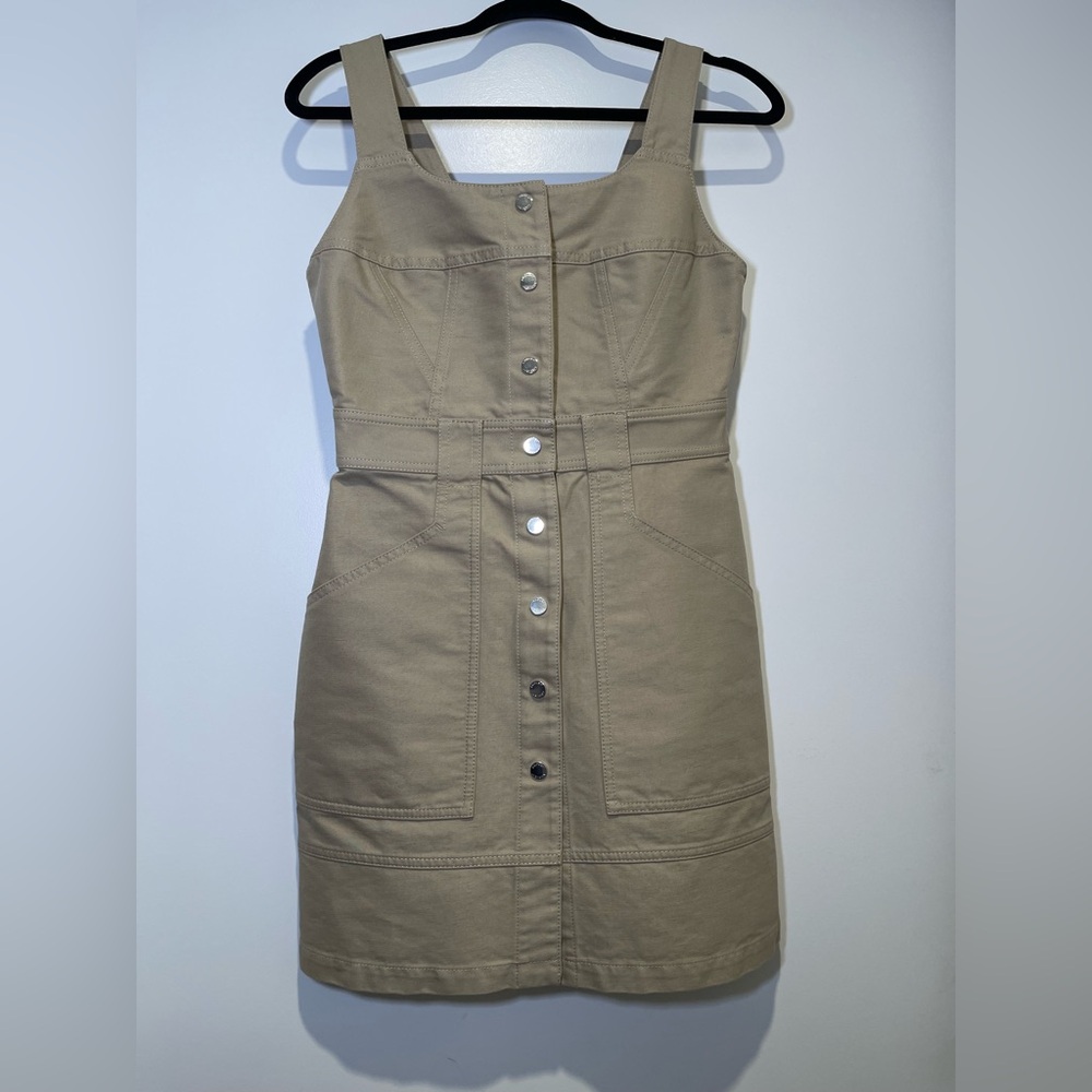 NWT AMBUSH women's Button Front Linen Sleeveless Mini Dress Beige Size Small - Picture 5 of 15